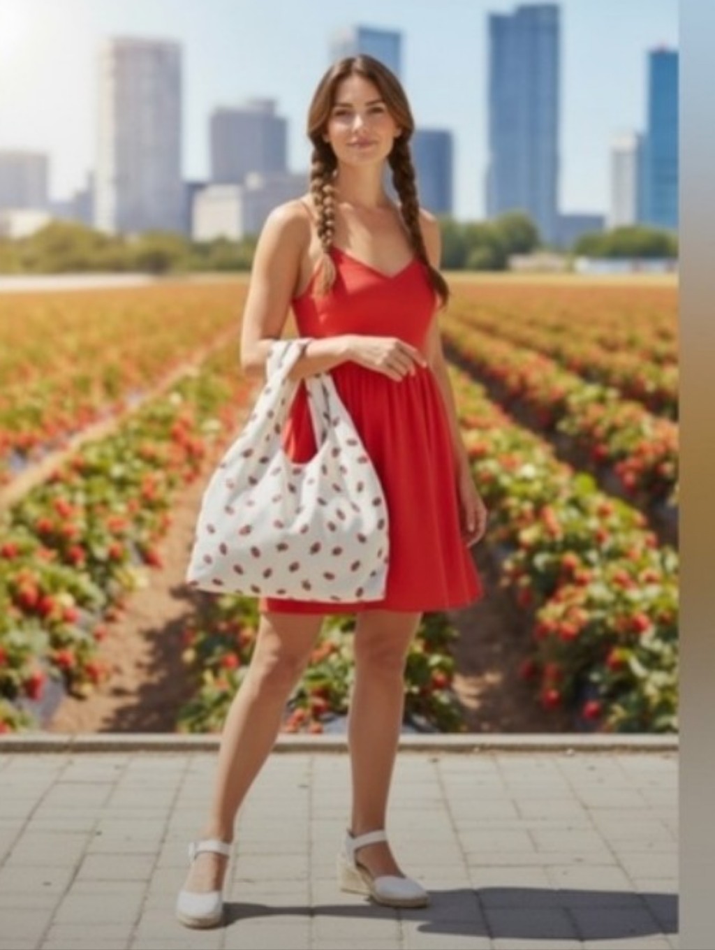 Strawberry Print Shoulder Bag